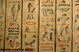 Hieroglyphics on Tomb in Valley of the Kings, Luxor, Egypt (www.corbis.com/Bojan Brecelj Image ID:BJ001933)